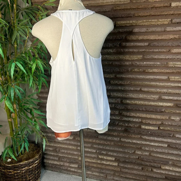 Banana Republic White Cross Back Keyhole Halter Top Size Small - Picture 6 of 8